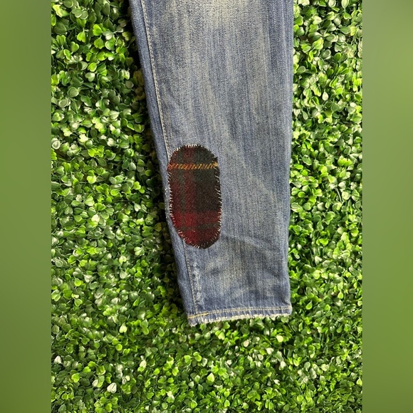 Polo Ralph Lauren Women's Astor Slim Boyfriend Repaired Patch Indigo Blue Jeans - Picture 6 of 16